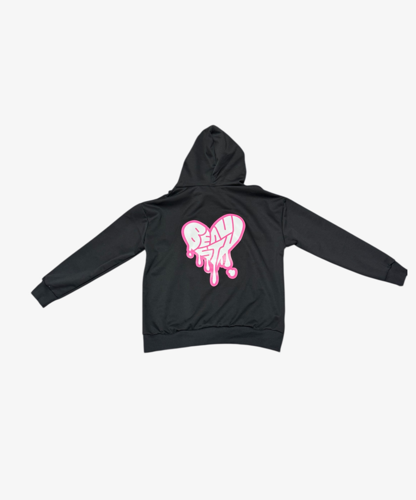 BEAUSTY Drip Heart ハイネックパーカー BLACK×PINK LOGO