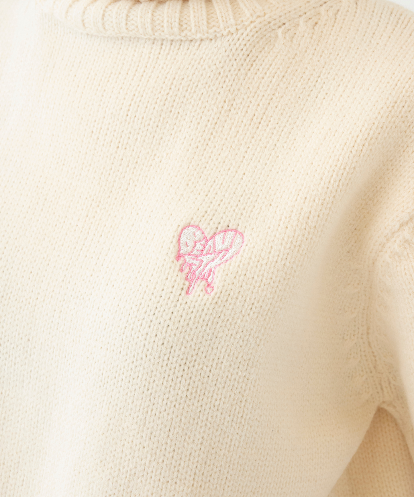 半袖タートルネックニット BEAUSTY Drip Heart ロゴ