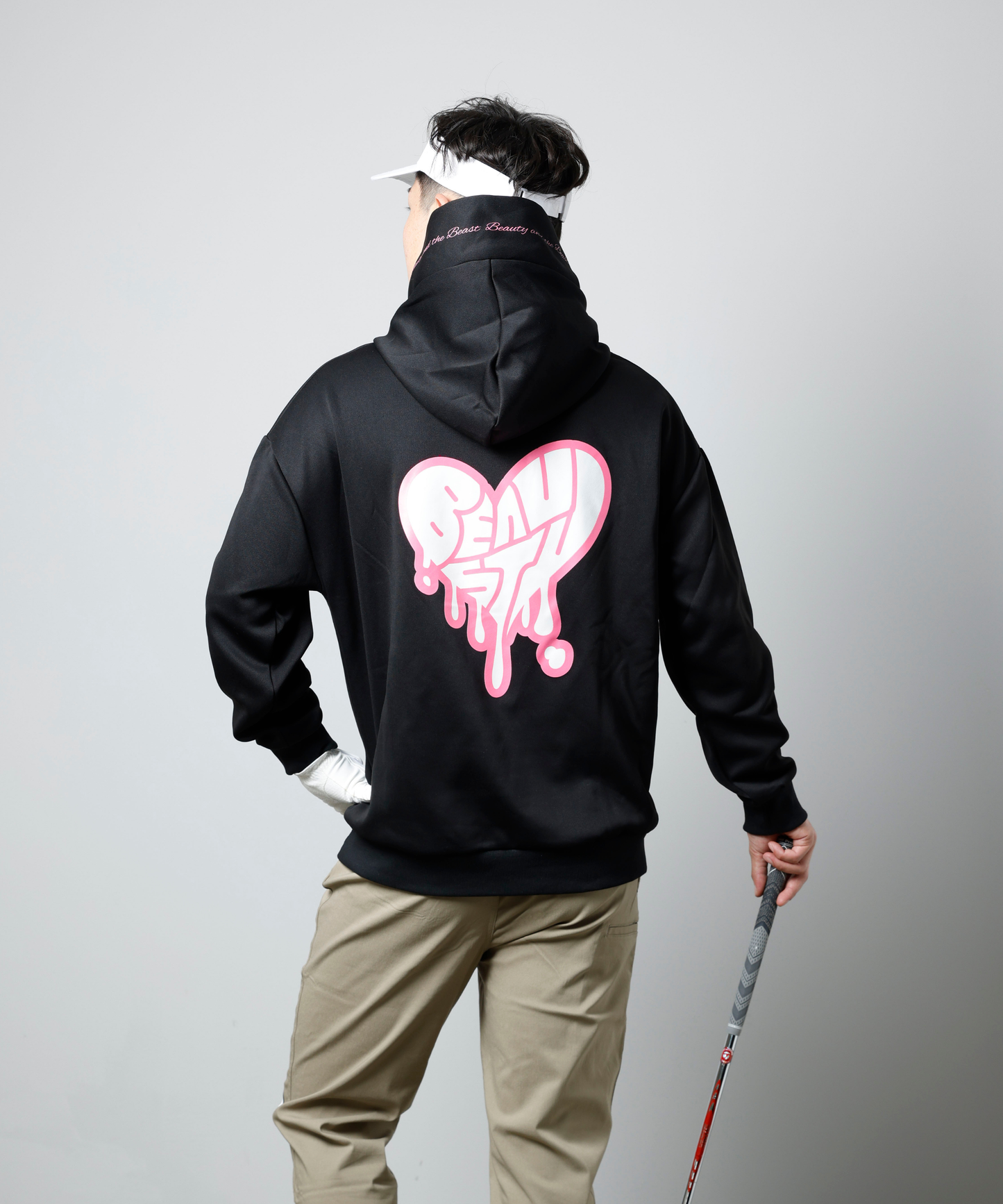 BEAUSTY Drip Heart ハイネックパーカー BLACK×PINK LOGO