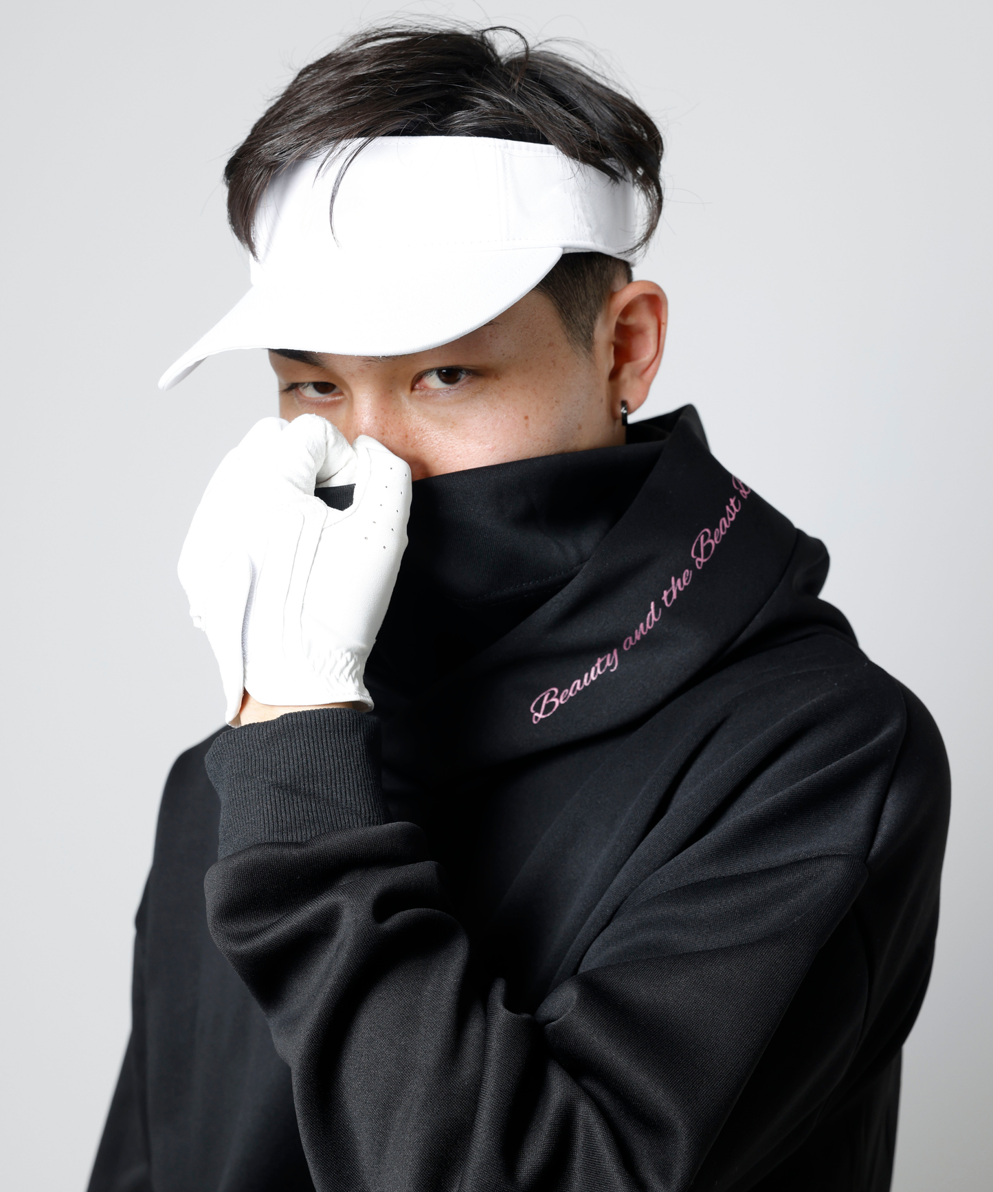 BEAUSTY Drip Heart ハイネックパーカー BLACK×PINK LOGO