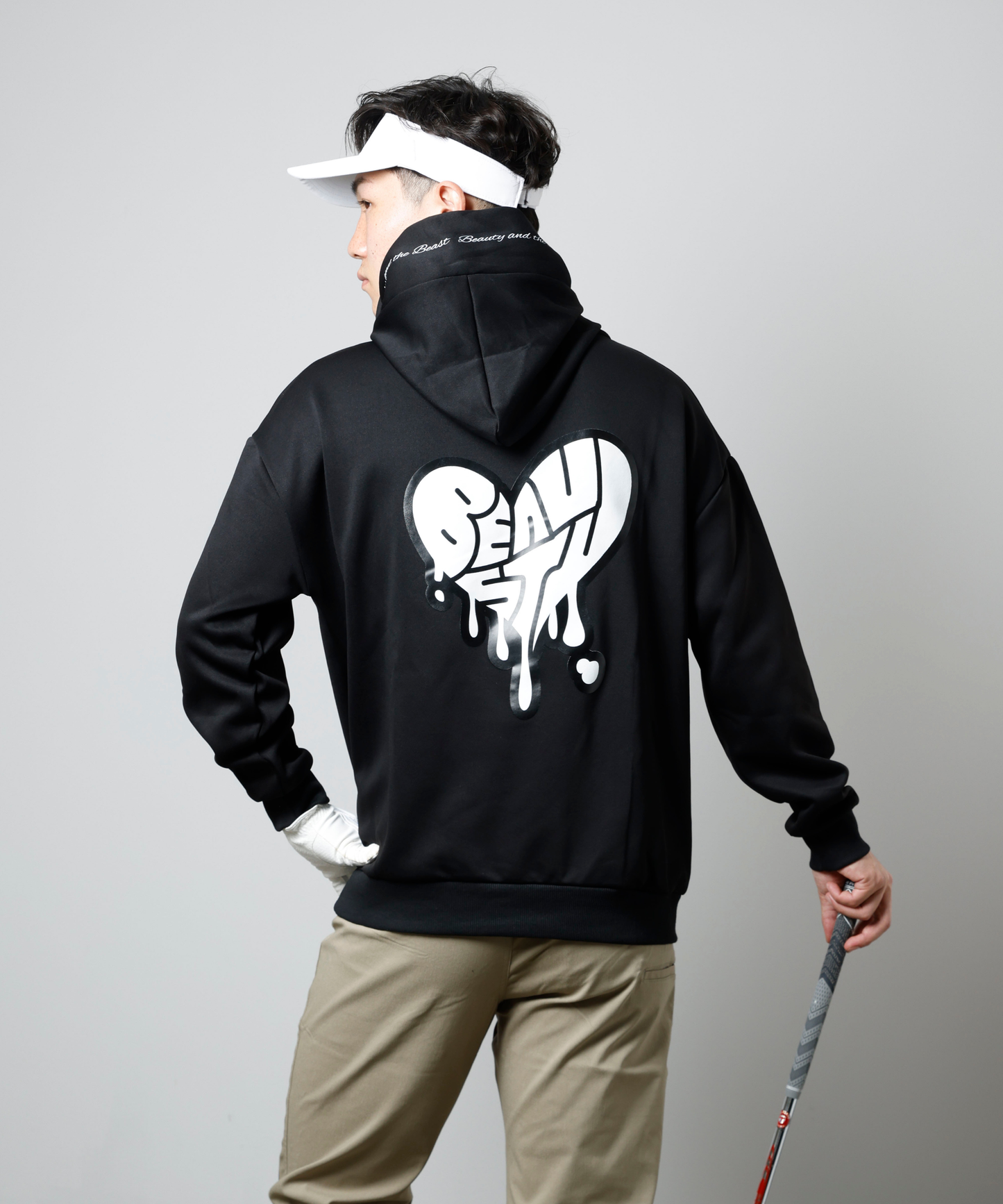 BEAUSTY Drip Heart ハイネックパーカー BLACK×BLACK LOGO