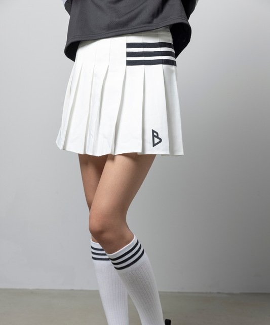 Bロゴ プリーツ スカート WHITE