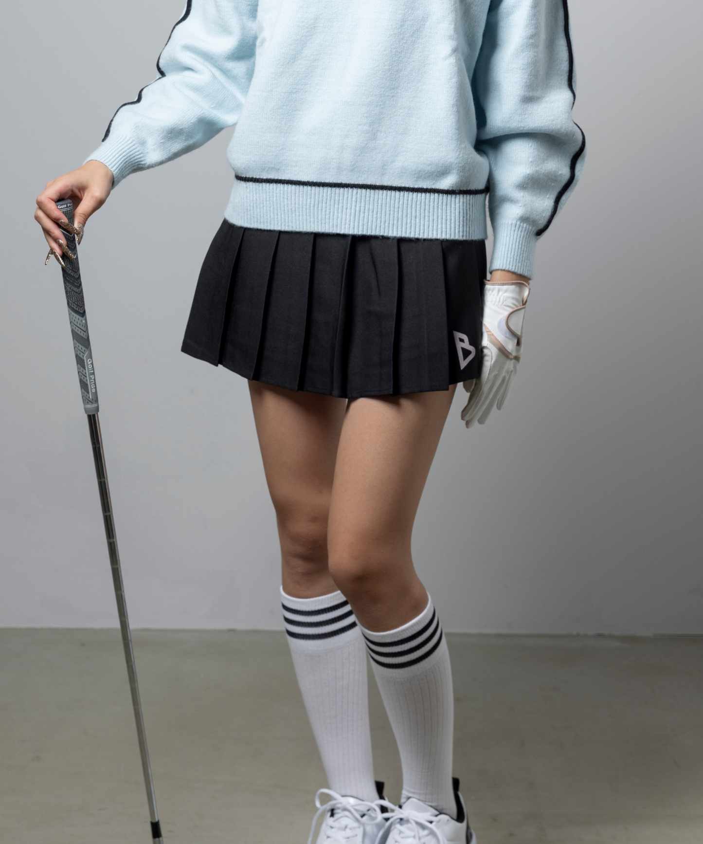 Bロゴ プリーツ スカート BLACK