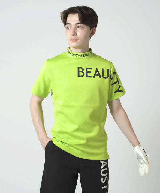 BEAUSTY アシンメトリー ロゴ モックネック Tシャツ LIME
