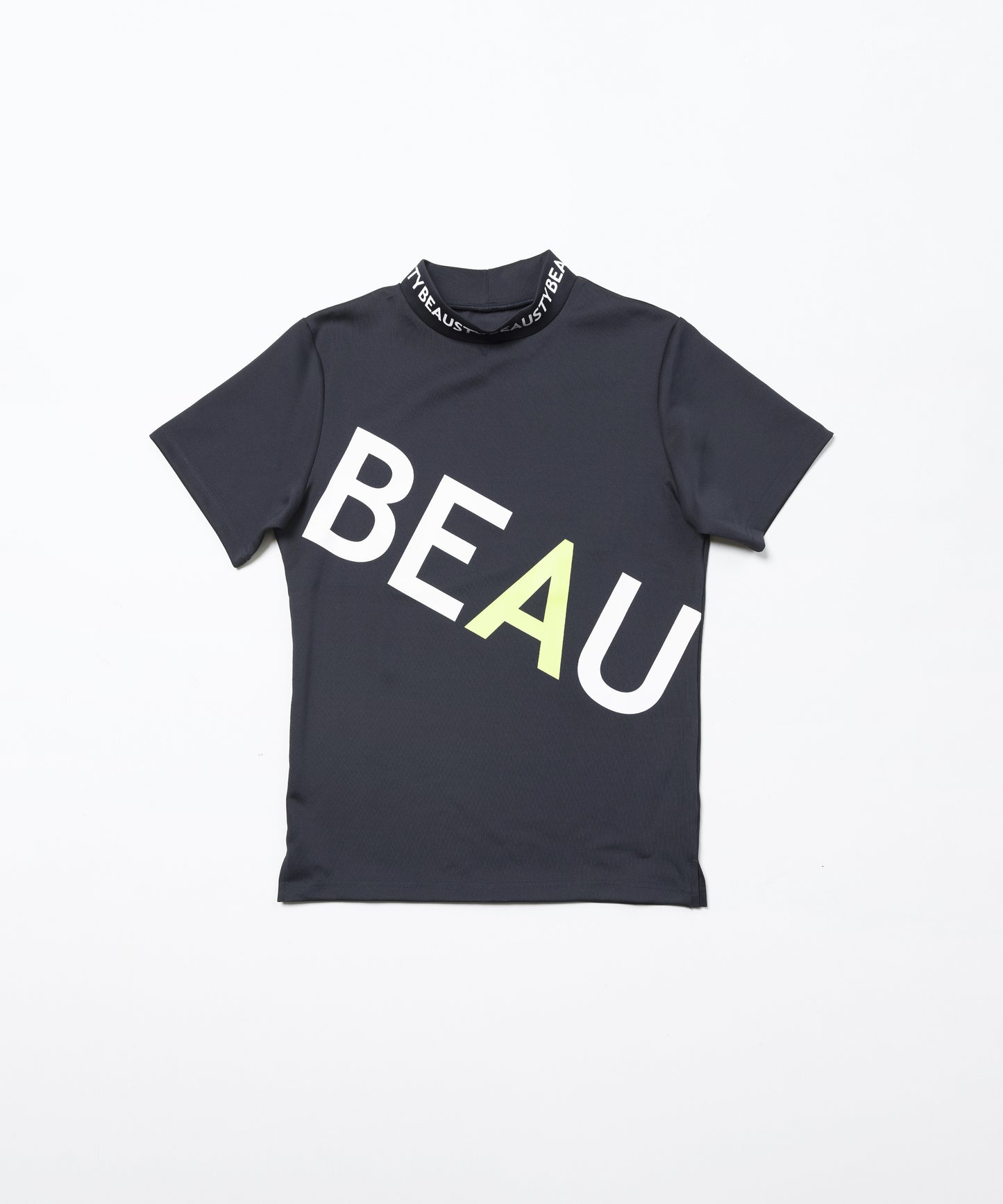 BEAUSTY ビッグ ロゴ モックネック Tシャツ BLACK