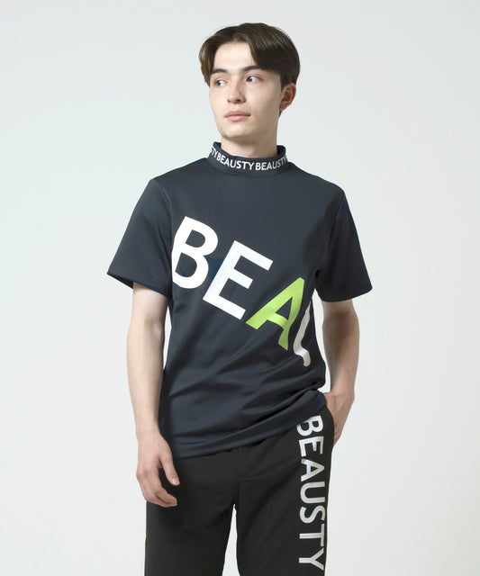 BEAUSTY ビッグ ロゴ モックネック Tシャツ BLACK