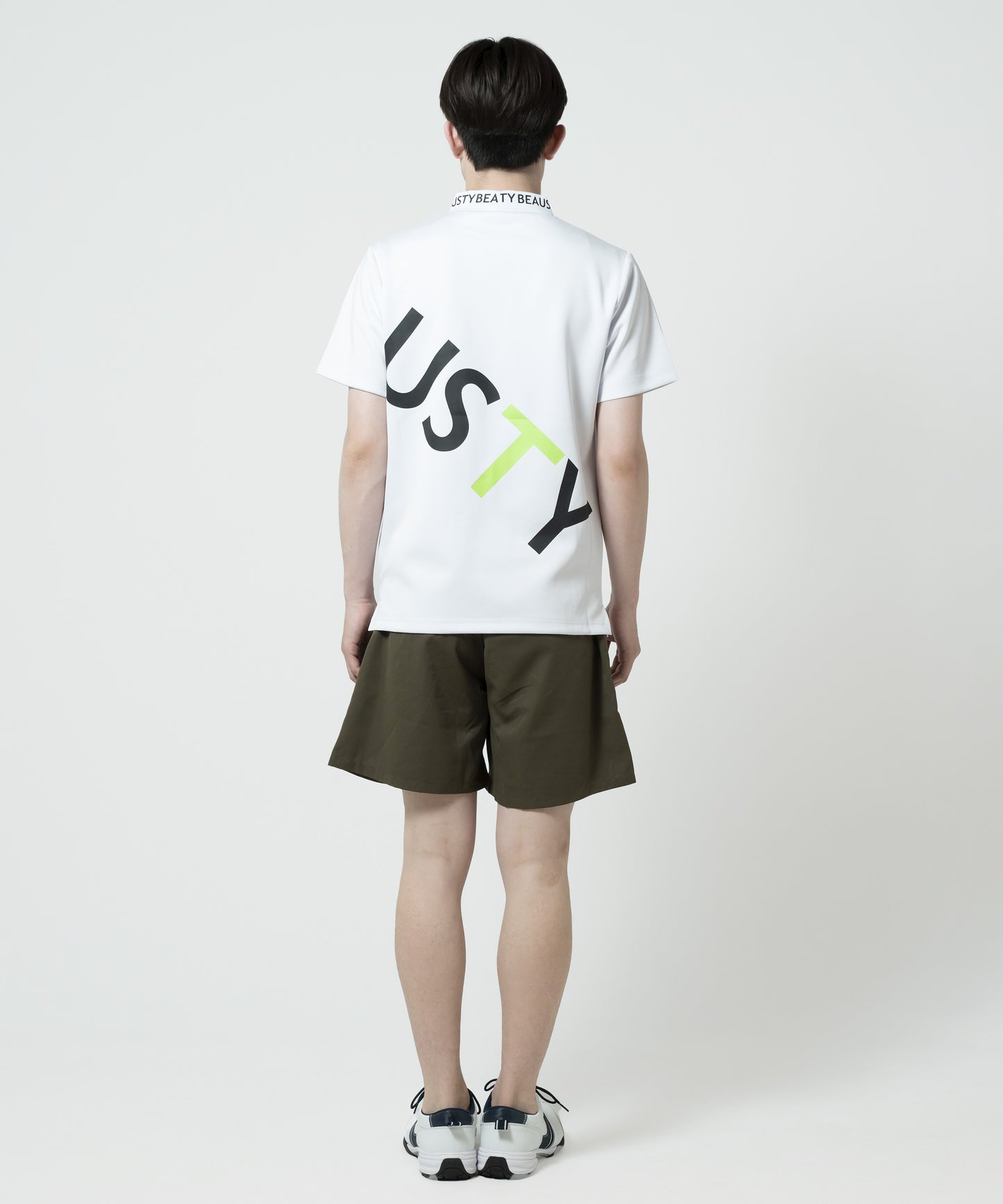 BEAUSTY ビッグ ロゴ モックネック Tシャツ WHITE