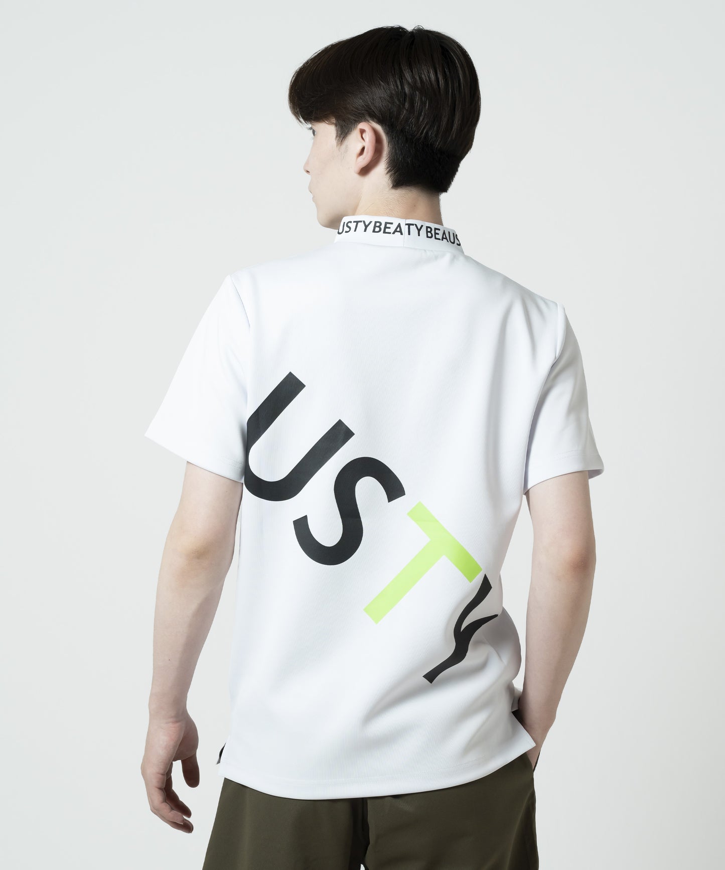 BEAUSTY ビッグ ロゴ モックネック Tシャツ WHITE