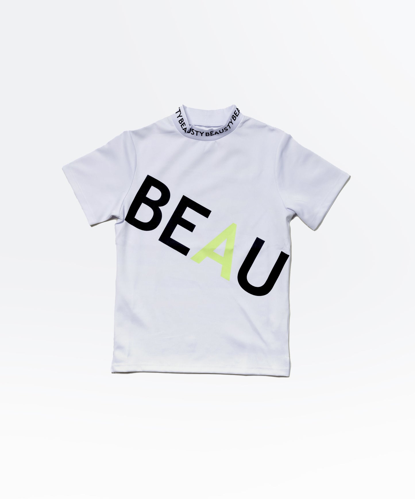 BEAUSTY ビッグ ロゴ モックネック Tシャツ WHITE