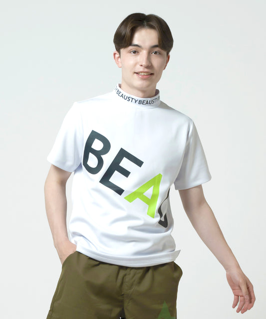 BEAUSTY ビッグ ロゴ モックネック Tシャツ WHITE
