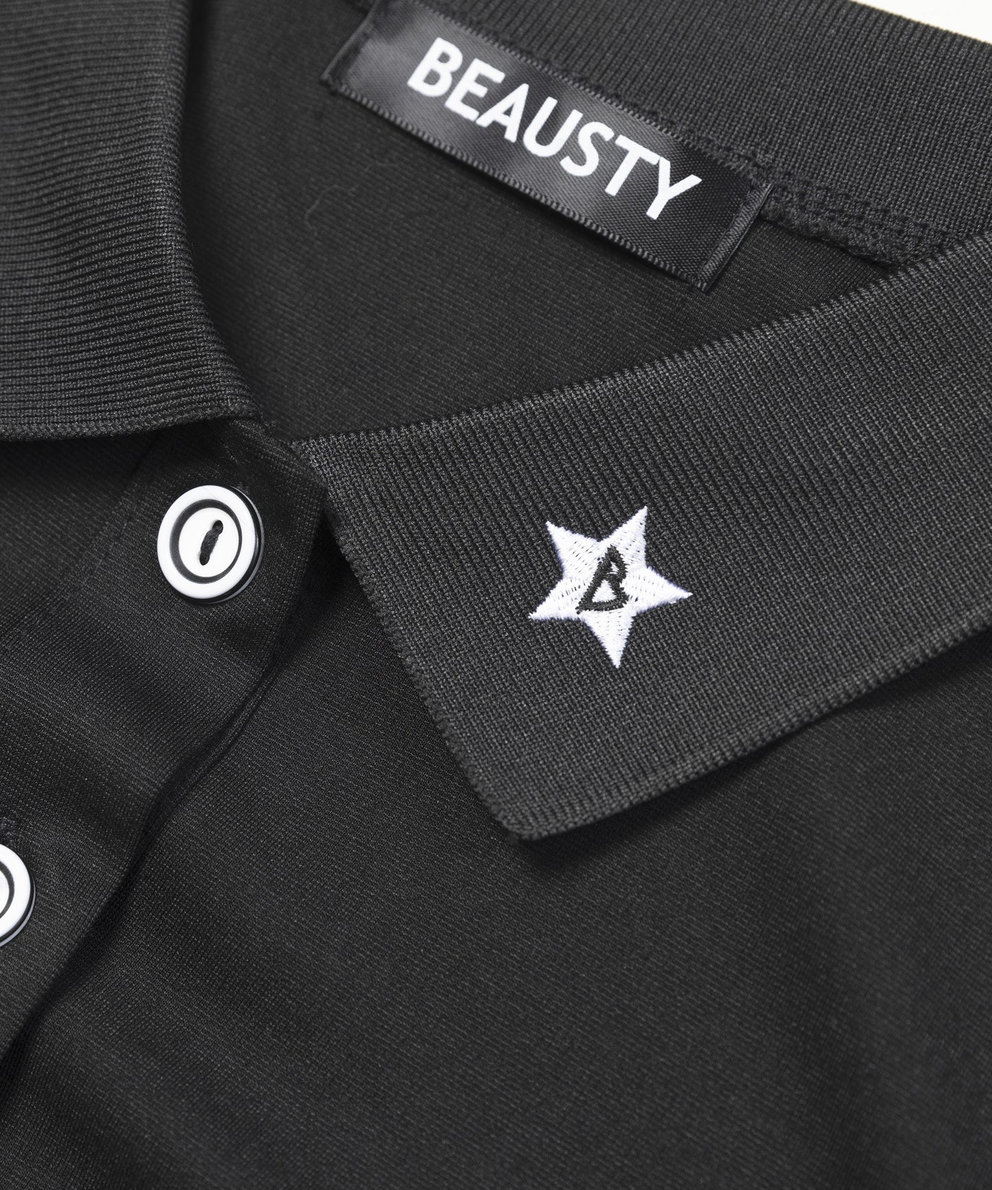 ワンポイント Bスター ロゴ ボタンワンピース BLACK