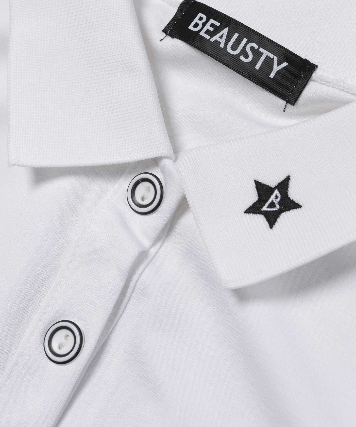 ワンポイント Bスター ロゴ ボタンワンピース WHITE