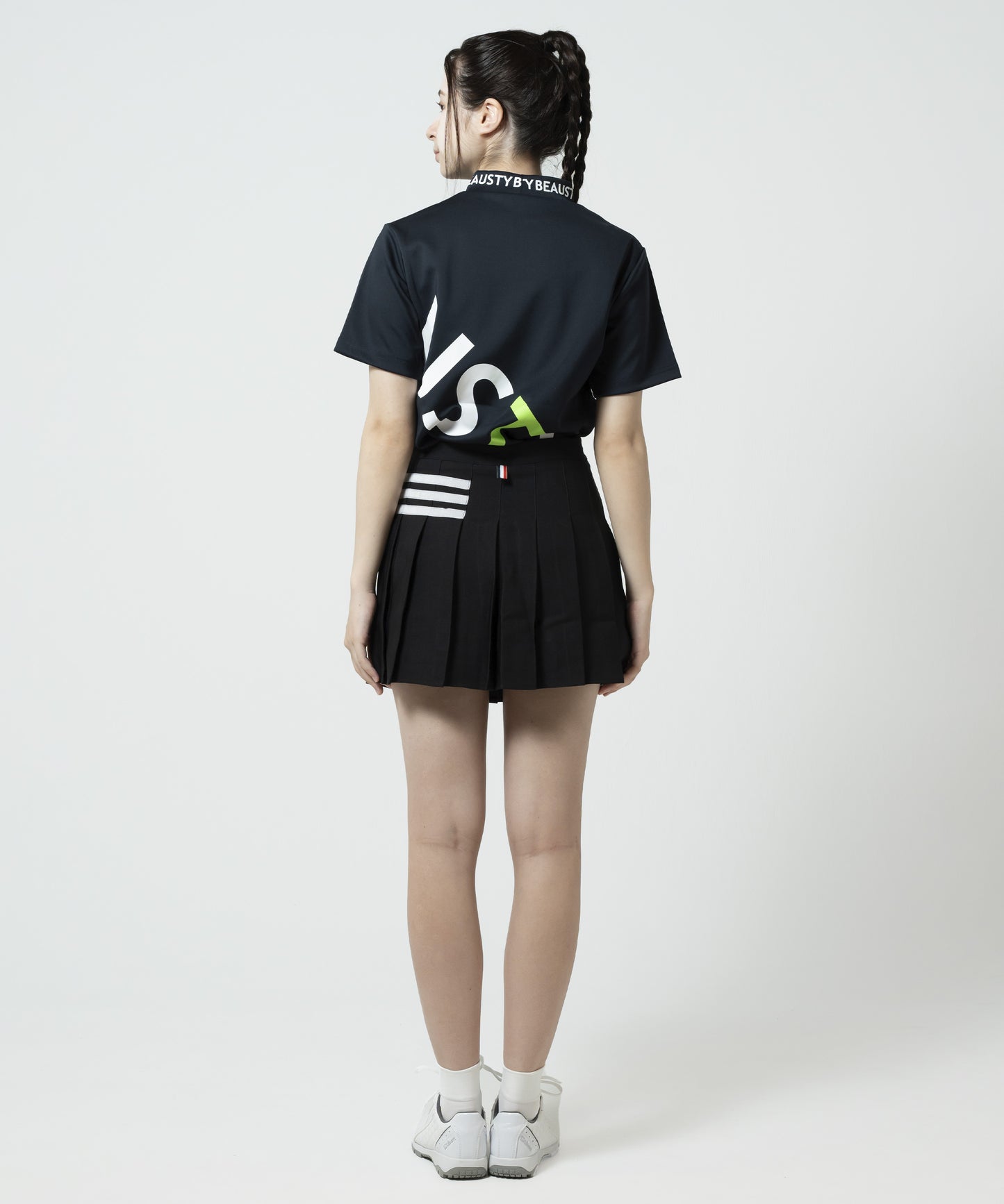 BEAUSTY ビッグ ロゴ モックネック Tシャツ BLACK
