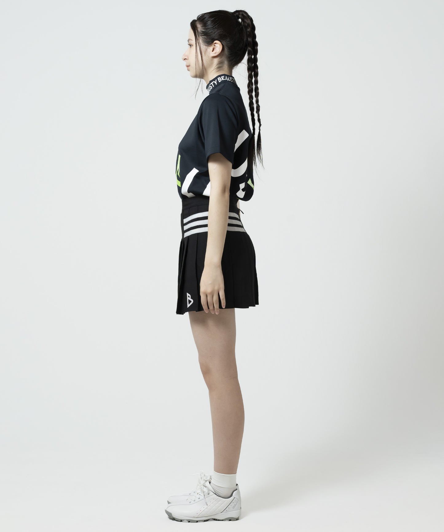 BEAUSTY ビッグ ロゴ モックネック Tシャツ BLACK