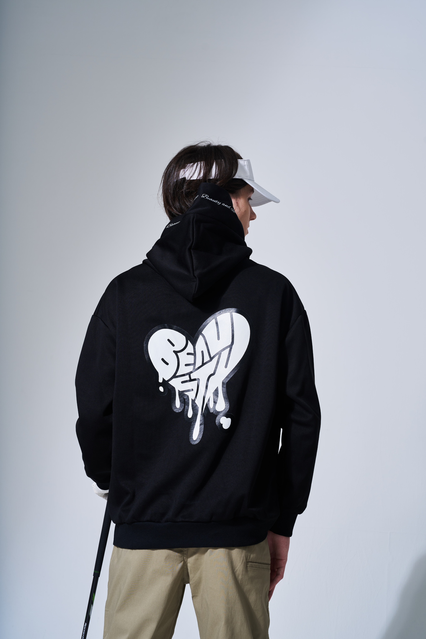BEAUSTY Drip Heart ハイネックパーカー BLACK×BLACK LOGO