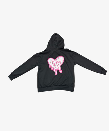 BEAUSTY Drip Heart ハイネックパーカー BLACK×PINK LOGO