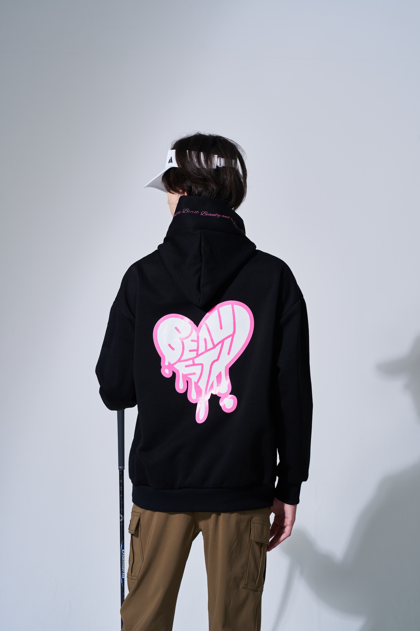 BEAUSTY Drip Heart ハイネックパーカー BLACK×PINK LOGO