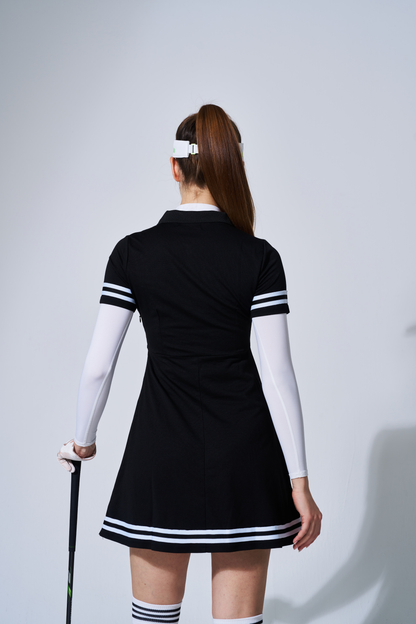 ワンポイント Bスター ロゴ ボタンワンピース BLACK