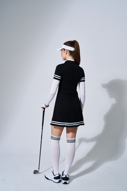 ワンポイント Bスター ロゴ ボタンワンピース BLACK