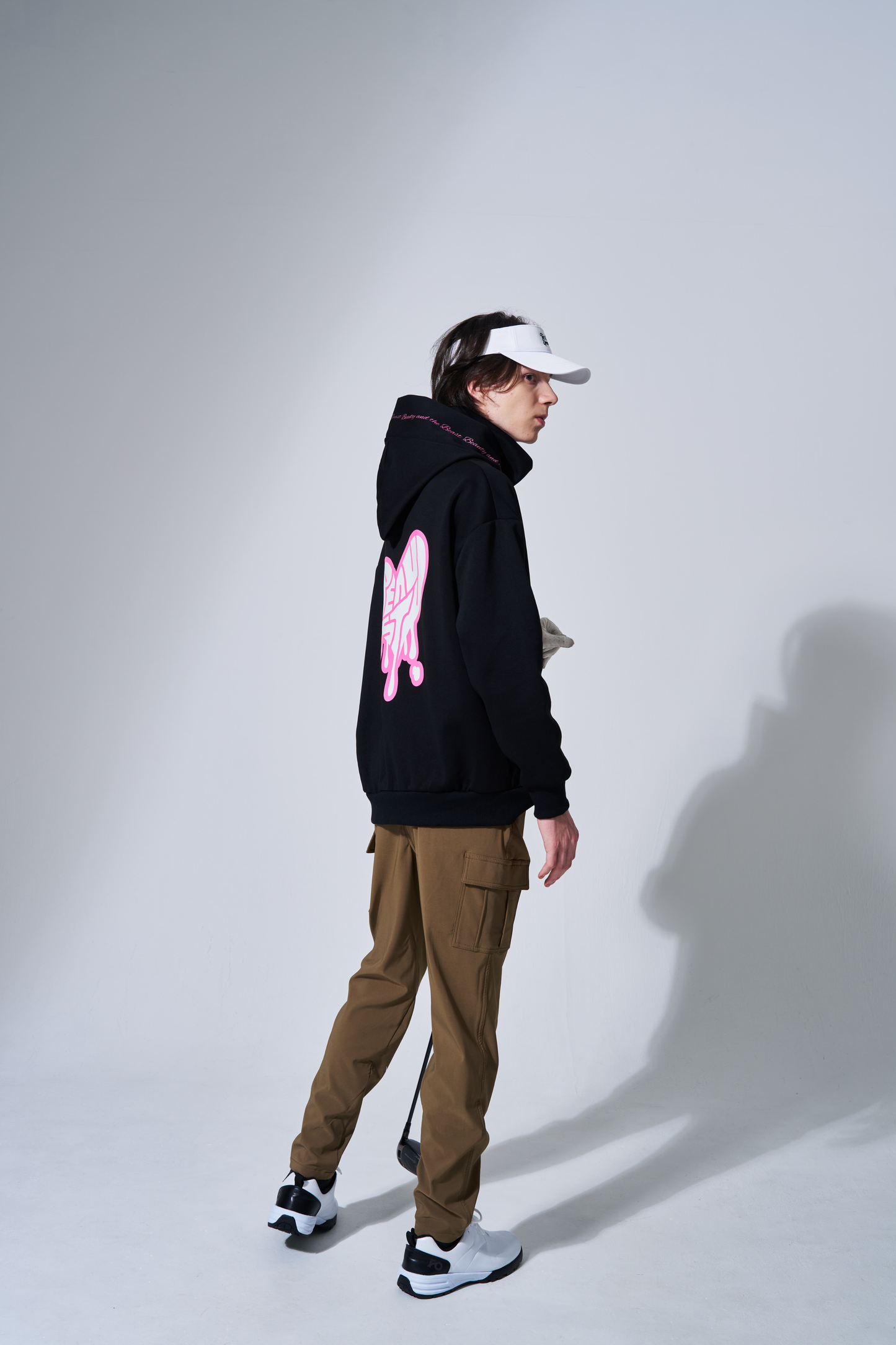 BEAUSTY Drip Heart ハイネックパーカー BLACK×PINK LOGO