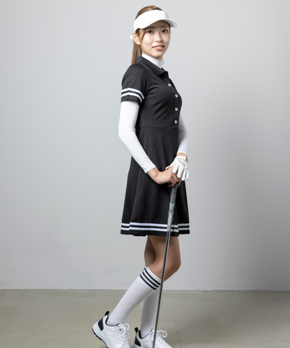 ワンポイント Bスター ロゴ ボタンワンピース BLACK
