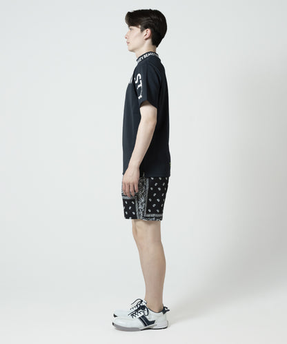 BEAUSTY アシンメトリー ロゴ モックネック Tシャツ BLACK
