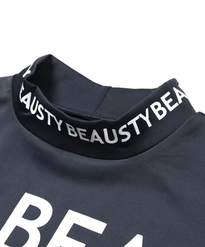BEAUSTY アシンメトリー ロゴ モックネック Tシャツ BLACK