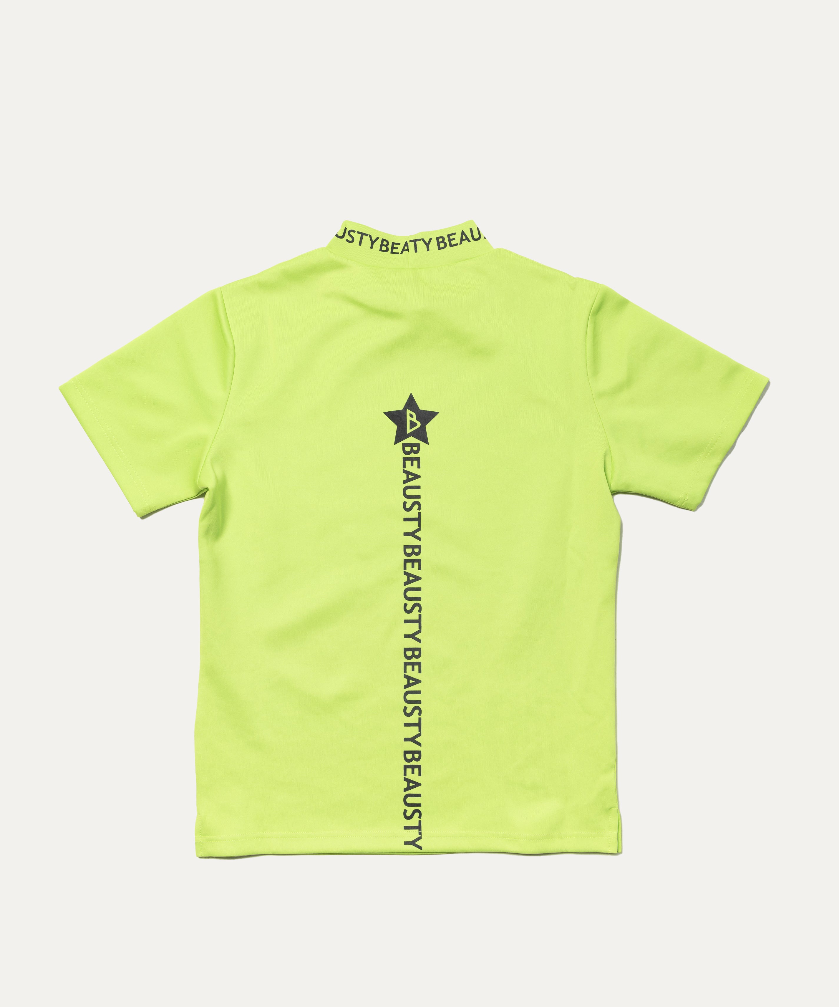 BEAUSTY アシンメトリー ロゴ モックネック Tシャツ LIME