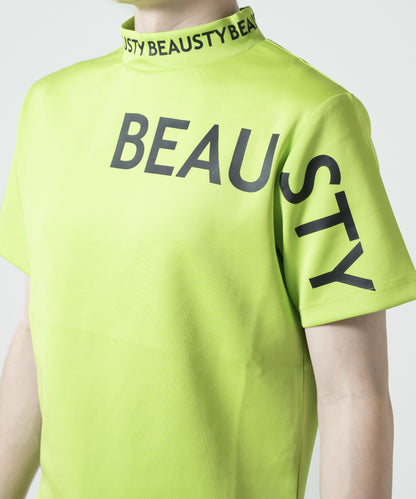 BEAUSTY アシンメトリー ロゴ モックネック Tシャツ LIME