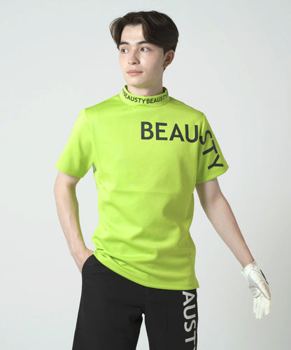 BEAUSTY アシンメトリー ロゴ モックネック Tシャツ LIME