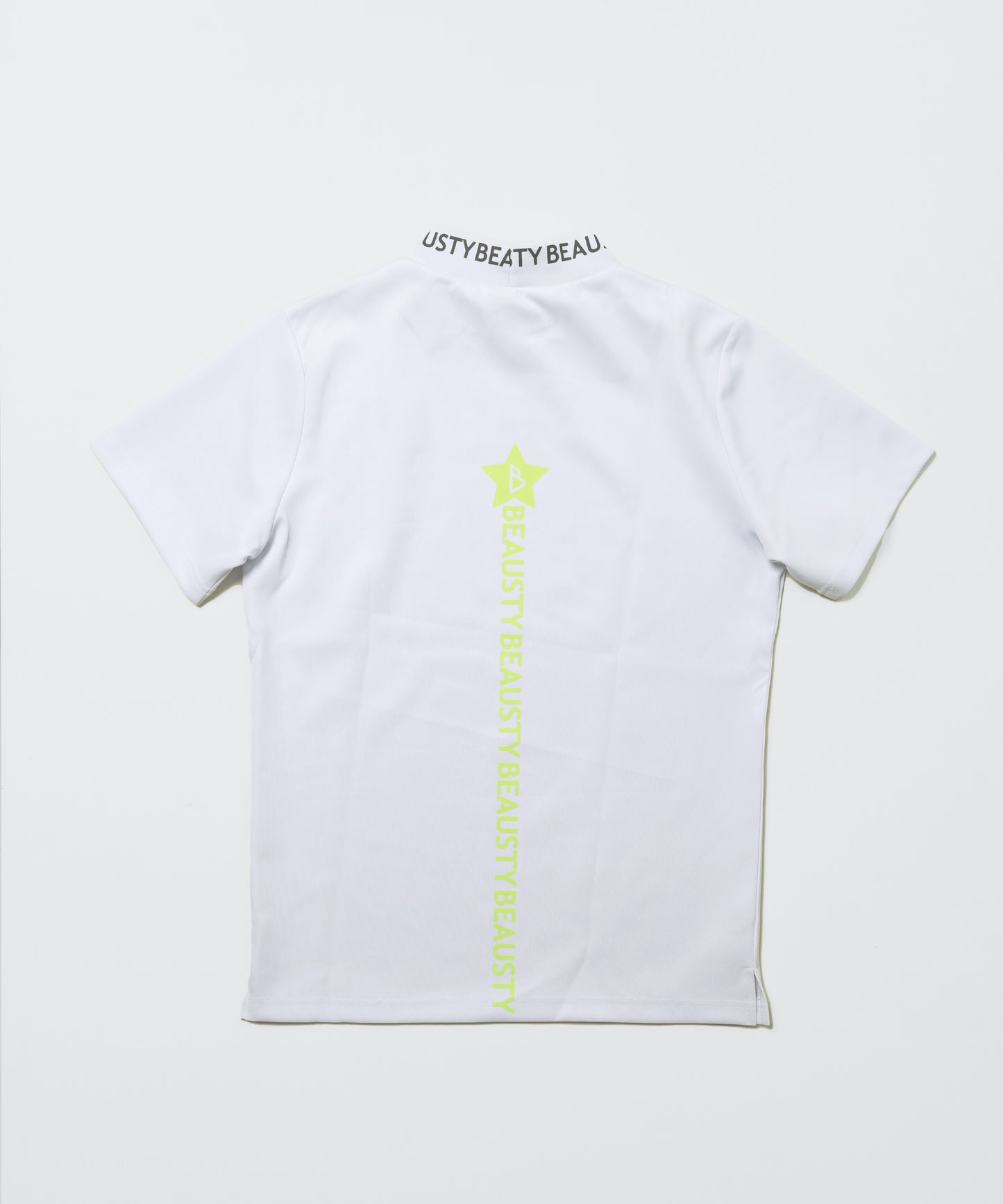 BEAUSTY アシンメトリー ロゴ モックネック Tシャツ WHITE