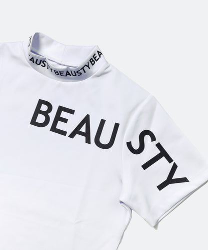 BEAUSTY アシンメトリー ロゴ モックネック Tシャツ WHITE