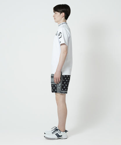 BEAUSTY アシンメトリー ロゴ モックネック Tシャツ WHITE