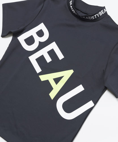 BEAUSTY ビッグ ロゴ モックネック Tシャツ BLACK