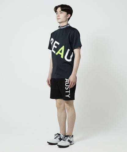 BEAUSTY ビッグ ロゴ モックネック Tシャツ BLACK