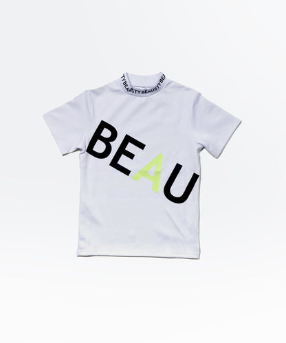 BEAUSTY ビッグ ロゴ モックネック Tシャツ WHITE