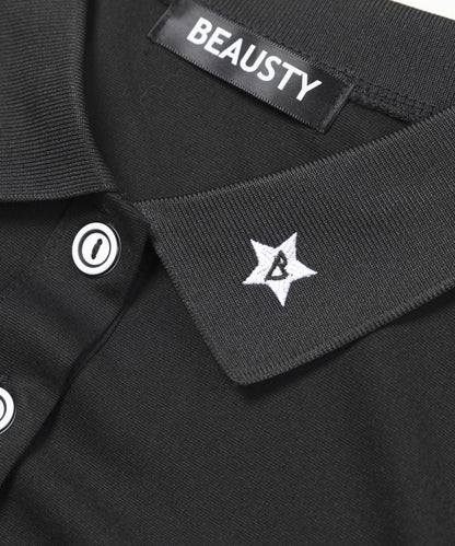 ワンポイント Bスター ロゴ ボタンワンピース BLACK