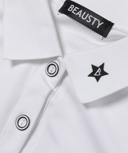 ワンポイント Bスター ロゴ ボタンワンピース WHITE